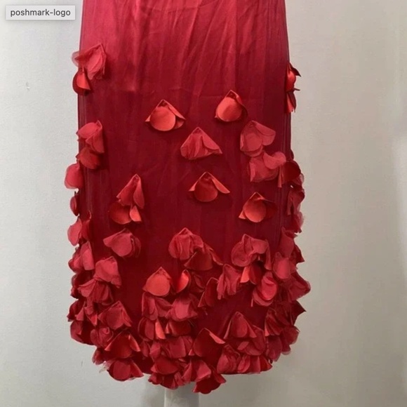 Rebecca Minkoff Strawberry Red Silk Blend Runway Petal Slip on Dress Siz… - Picture 6 of 12